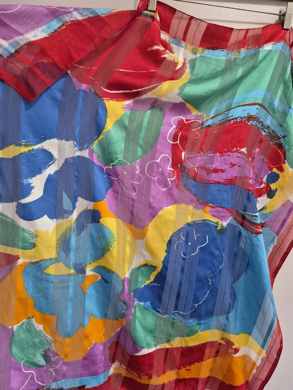 Vintage Silk Floral Atsy Abstract Colorful Scarf